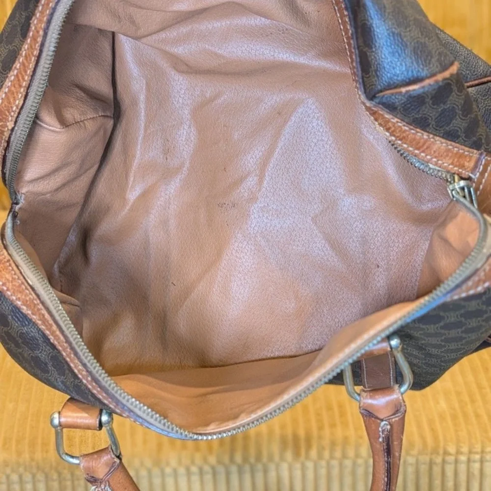 Celine Macadam Boston Bag Vintage Brown Small 2-Handle Classic Monogram Handbag - Picture 3 of 5